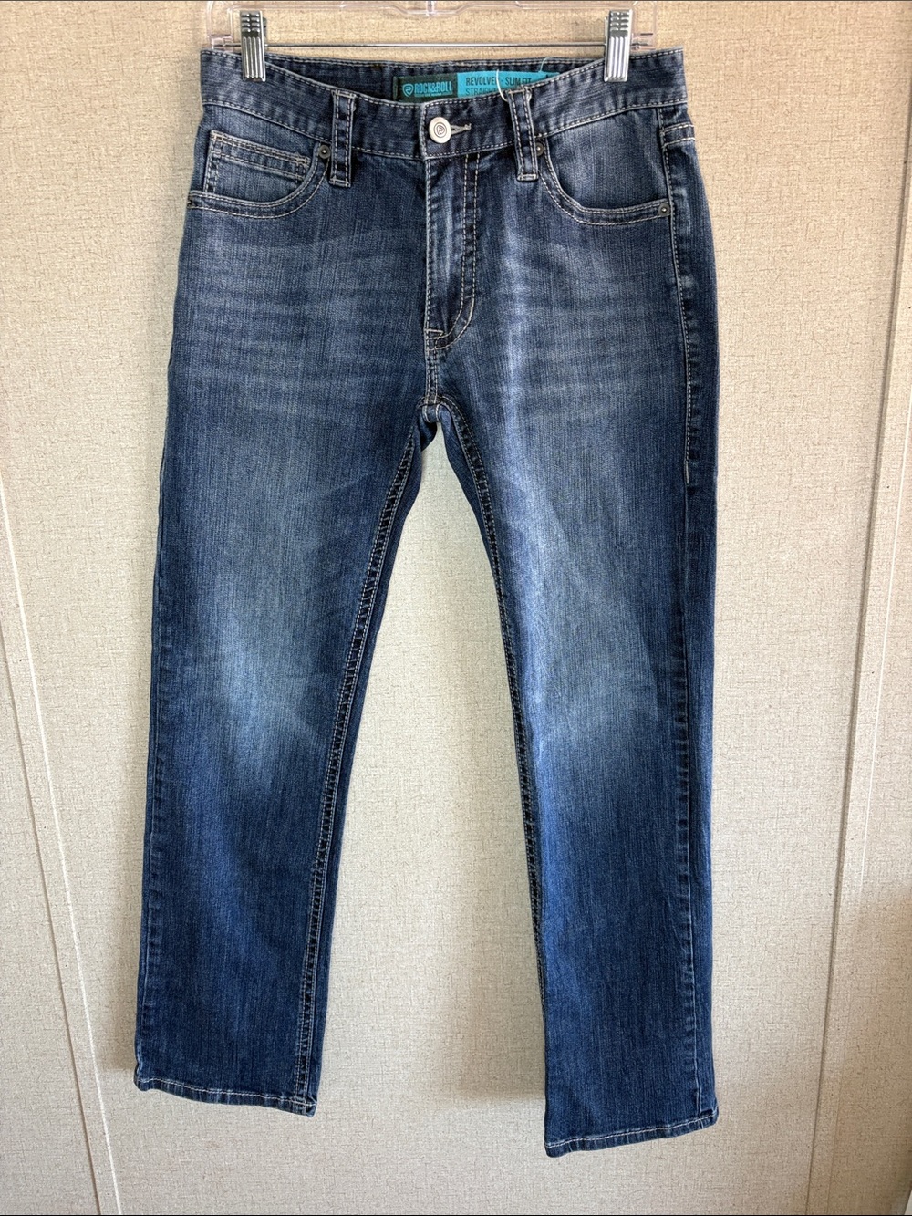 Rock & Roll Denim Revolver Slim Fit Straight Jeans Men's 30x32 Western Rodeo